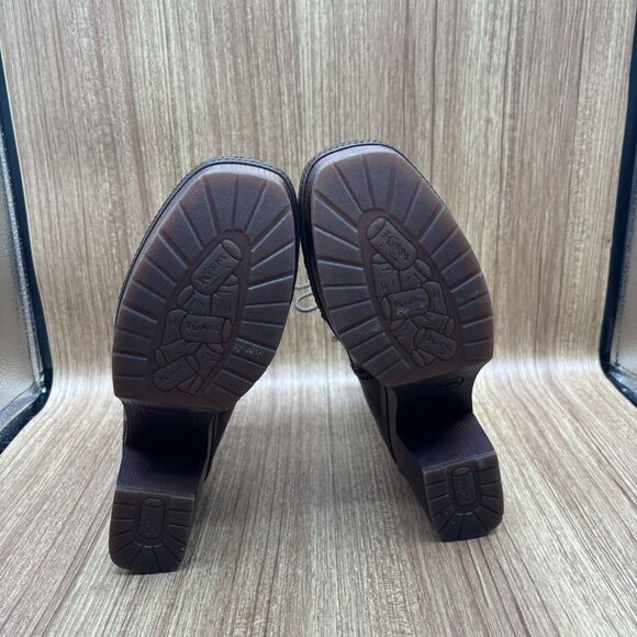 Korks Diana Faux Brown Leather Lace-up Buckle Platform Bootie Women’s 10 M - Picture 7 of 9